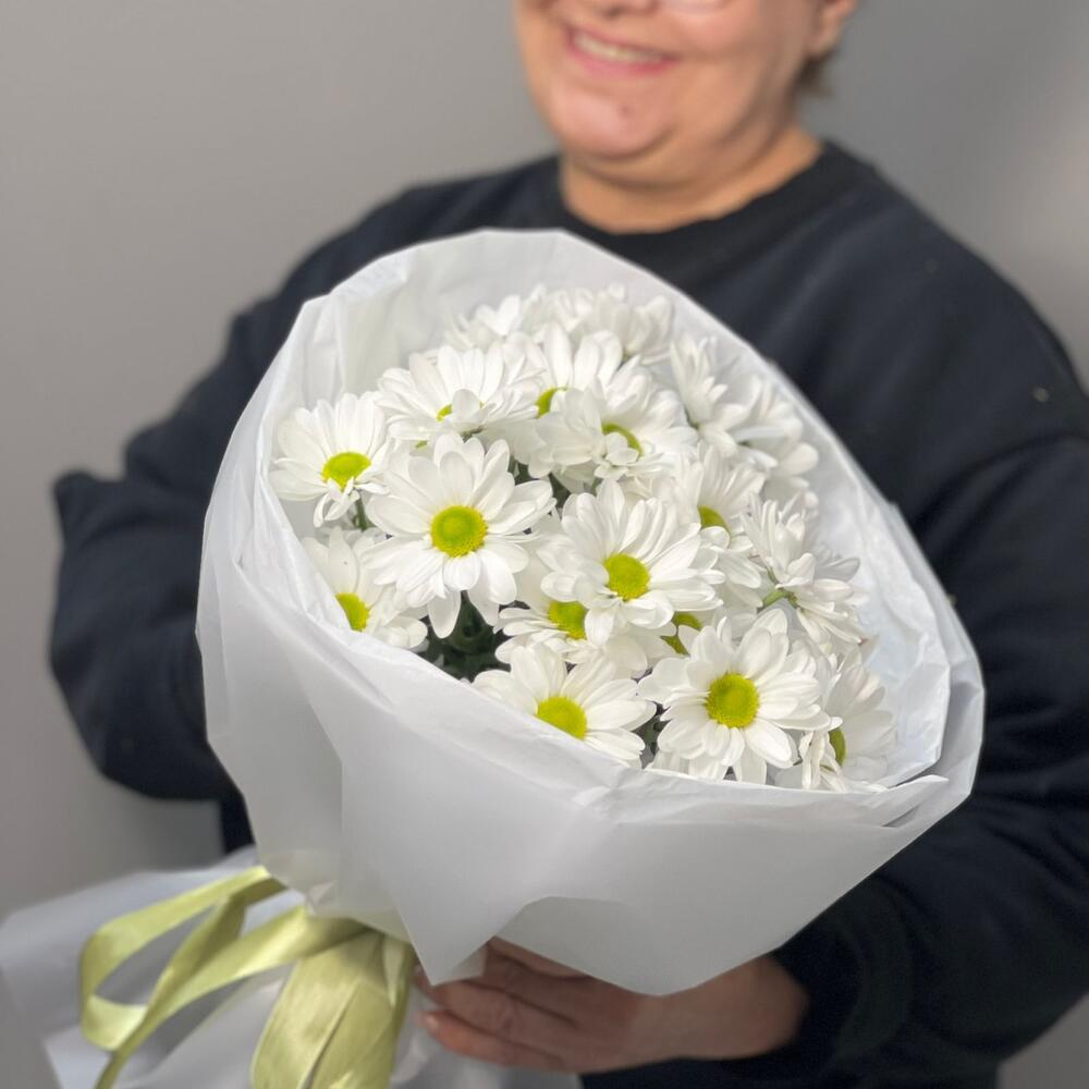 Букет «Ромашковый» – нежные белые хризантемы в деревенском стиле Красный Кут Саратовская область